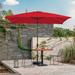 Serwall 8 x 10 ft Outdoor Rectangular Patio Market Umbrella Red