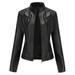 LYXSSBYX Women Long Sleeve Shacket Jacket Hot Sale Clearance Women s Slim-Fit Leather Stand-Up Collar Zipper Motorcycle Suit Thin Coat Jacket