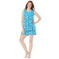 Plus Size Women's Lace-Trim Short Pajama Set by Dreams & Co. in Caribbean Blue Shadow Floral (Size 38/40) Pajamas