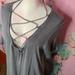 American Eagle Outfitters Tops | American Eagle Grey Gray Ombre Strappy Sexy Stretch T-Shirt Tee Xl | Color: Gray | Size: Xl