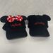 Disney Accessories | Disney Jr Mickey Mouse & Minnie Mouse Corduroy Black Hat With Ears Red Script X2 | Color: Black | Size: One Sizse