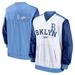 Men's Nike White/Light Blue Los Angeles Dodgers Rewind Warmup V-Neck Pullover Jacket