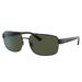 Ray-Ban RB3687 Sunglasses - Men's Black Frame Green Lens 58 RB3687-002-31-58