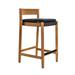 OASIQ Copenhagen Teak Patio Bar Stool w/ Cushion Wood in Brown/Gray/Green | 33.5 H x 18.13 W x 19.5 D in | Wayfair 2511043401000_251103NW45S03