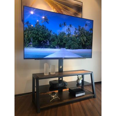 Height Adjustable Multi-Function TV Stand with Swivel Bracket & Tempered Glass Shelf, Entertainment Center for Living Room