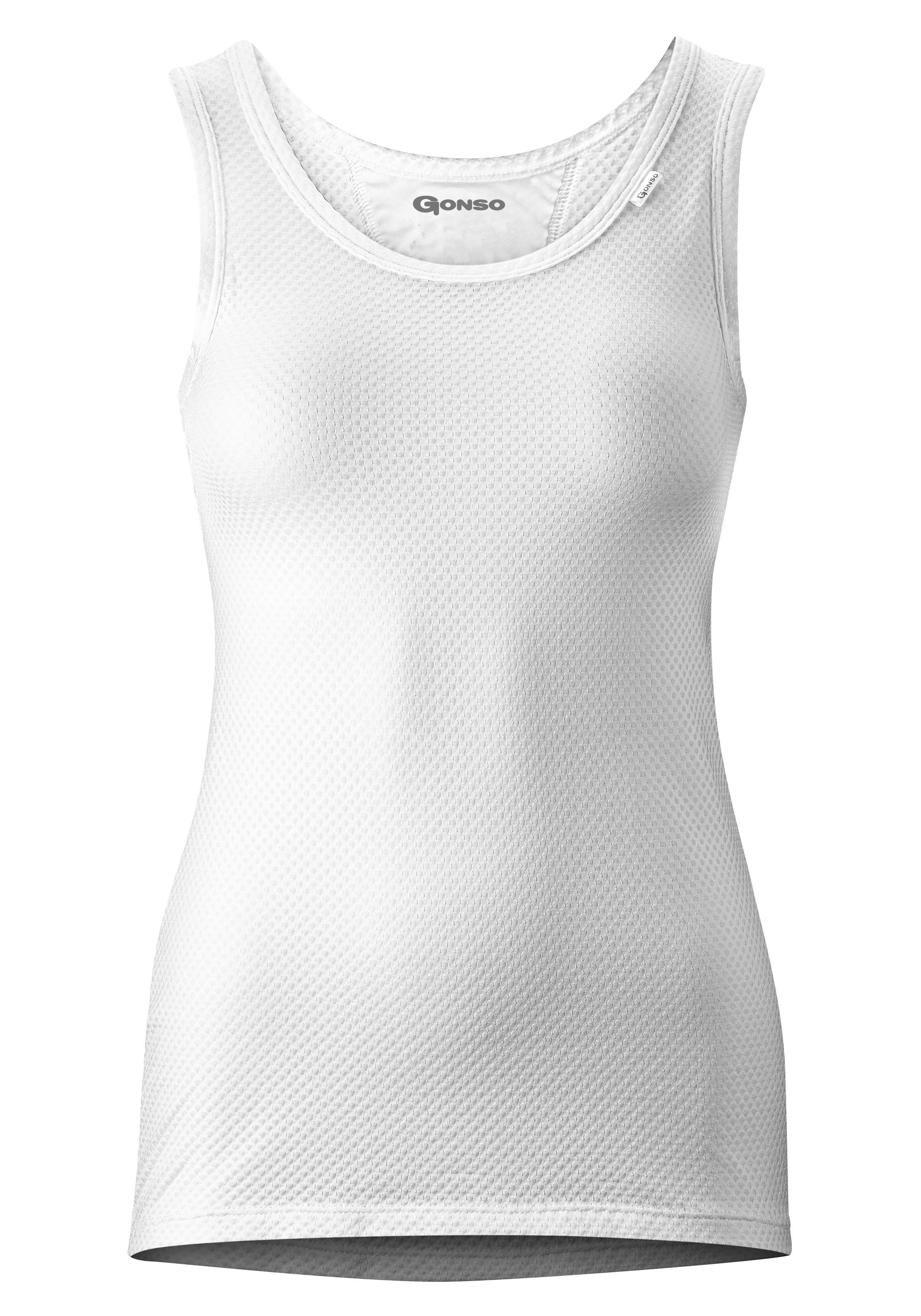 Funktionsshirt GONSO "Base Shirt Sleeveless W", Damen, Gr. 34, weiß, 89% Polypropylen, 11% Elastan, Rundhals, Shirts, Damen Fahrrad-Unterhemd, elastisch und atmungsaktiv, Rundhals Radshirt Image