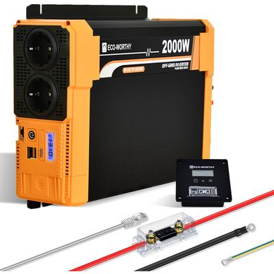 2000W 12Vdc-230Vac Pure Sine Wave Inverter Netzunabhängiger Solar Wechselrichter,eingebautem Dual