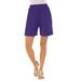 Plus Size Women's Soft Knit Short by Roaman's in Midnight Violet (Size 2X)
