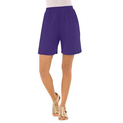 Plus Size Women's Soft Knit Short by Roaman's in Midnight Violet (Size 4X)