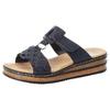 Pantolette RIEKER, Damen, Gr. 41, blau (nachtblau), Lederimitat, unifarben, klassisch, Schuhe, Keilabsatz, Sommerschuh, Schlappen mit Riemchen in Flechtoptik