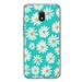 MUNDAZE Samsung Galaxy J3 Express/Prime 3/Amp Prime 3 Turquoise Teal White Daisies Cute Daisy Polka Dots Double Layer Phone Case Cover