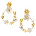 Kate Spade Jewelry | Kate Spade Spring Scene Flower Lovebirds Dove Hoop Earrings | Color: Gold/White | Size: Os