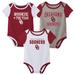 Newborn & Infant Crimson/White/Heather Gray Oklahoma Sooners 3-Pack Bodysuit Set
