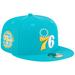 Men's New Era Turquoise Philadelphia 76ers 3-Time Champions Breeze Grilled Yellow Undervisor 59FIFTY Fitted Hat