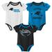 Girls Newborn & Infant Black/Blue/White Carolina Panthers Three-Piece Bodysuit Set