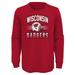 Youth Red Wisconsin Badgers Wordmark Helmet Long Sleeve T-Shirt