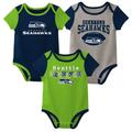 Newborn & Infant Neon Green/College Navy/Heathered Gray Seattle Seahawks Three-Piece Bodysuit Set