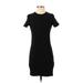 Zara TRF Casual Dress - Bodycon Crew Neck Short sleeves: Black Print Dresses - Women's Size Small