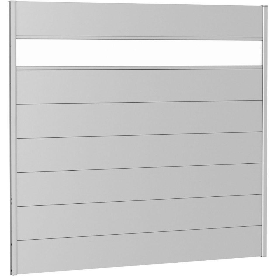 Biohort Sichtschutzzaun Wandpaneel mit Acrylglas silber-metallic Sichtschutz Steckzaun Lamellenzaun, 180x180 cm Image