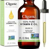 Cliganic 100% Pure Vitamin E Oil for Skin Hair & Face - 60 000 IU Non-GMO Verified | Natural D-Alpha Tocopherol