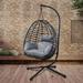 Outdoor Wicker Swing Chair with Stand for Balcony - 37"Lx35"Dx78"H