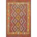 Southwestern Kilim Oriental Accent Rug Flatweave Wool Carpet - 4'1" x 5'1"