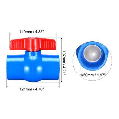 Ball Valve, 1" Slip PVC Socket End Valve for Aquarium Setup Blue Red 2Pcs