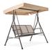 Beige Outdoor Patio Swing Chair with Steel Frame and Textilene Seats