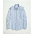 Brooks Brothers Men's Washed Cotton Seersucker Button-Down Collar, Stripe Sport Shirt | Blue | Size Small