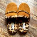 Jessica Simpson Shoes | Bn Never Worn Leopard Print Plush Slippers With A Gold Chain Detail. | Color: Brown | Size: 8-9