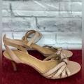 Coach Shoes | Coach Women's Meg Beige Leather Snakeskin Open Toe Ankle Strap Sandals Size 9.5 | Color: Tan | Size: 9.5