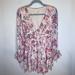 Free People Dresses | Free People Long Sleeve Floral Lined Dress Size Xs | Color: Pink/White | Size: Xs