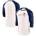 Men's Fanatics Branded White/Navy Boston Red Sox Backdoor Slider Raglan 3/4-Sleeve T-Shirt