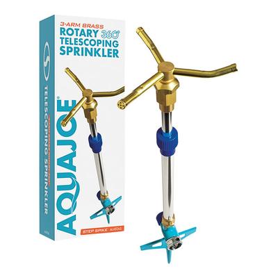 Aqua Joe AJ-ISTAS Indestructible 3-Arm Brass 360 Degree Telescoping Sprinkler - 1390 Sq. Ft.