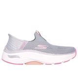 Skechers Women's Slip-ins Max Cushioning AF - Fluidity Sneaker | Size 7.0 | Gray/Pink | Textile/Synthetic | Machine Washable | Arch Fit