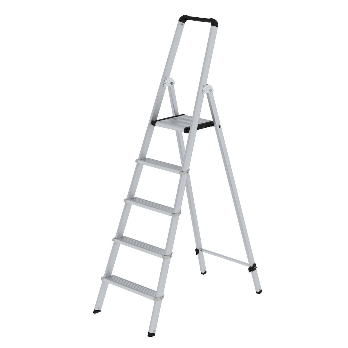 PROREGAL ML Stufen-Stehleiter einseitig begehbar Aluminium eloxiert 5 Stufen Image