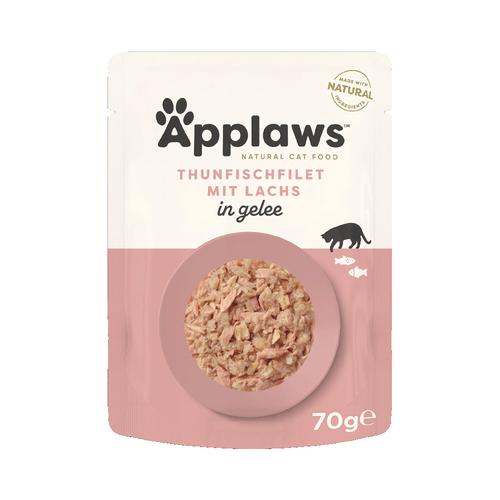 16x70g Applaws Pouch in Jelly Thunfisch mit Lachs Katzenfutter nass