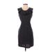 Madison Casual Dress - Sheath Scoop Neck Sleeveless: Black Print Dresses - Women's Size Small Petite