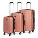 Dellonda Suitcase Set 3-Piece Lightweight Hard Shell ABS Luggage Set with Integrated TSA Approved Combination Lock - 20", 24", 28", Hand Luggage, Travel Bag & Hold Luggage - Rose Gold - DL125