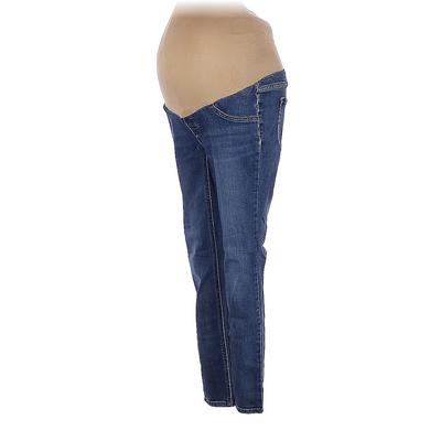 Jessica Simpson Jeans - Mid/Reg Rise Skinny Leg Denim: Blue Bottoms - Women's Size X-Small Maternity - Dark Wash