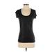 Calvin Klein Short Sleeve T-Shirt: Black Polka Dots Tops - Women's Size X-Small