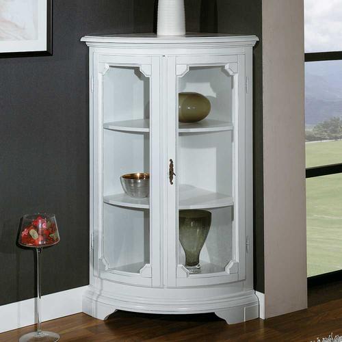 Wohnzimmer Eckvitrinenschrank in Weiß Vintage Look