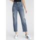 High-waist-Jeans HERRLICHER "Pitch HI Tap Denim Stretch" Gr. 26, N-Gr, blau (medium blue) Damen Jeans