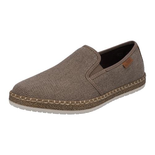 Espadrille RIEKER Gr. 40, grau (taupe) Herren Schuhe Slipper, Strandschuh, Sommerschuh mit Stretcheinsätzen