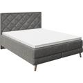 Boxspringbett PLAYBOY "Audrey" Komplettbetten Gr. Polyester 180 x 200, grau, Liegefläche B/L: 180 cm x 200 cm, H2/H3 + H2/H3, 7-Zonen-Taschen-Federkernmatratze-Bonnell-Taschenfederkernmatratze, grau (anthrazit) Boxspringbett Boxspringbetten ohne...