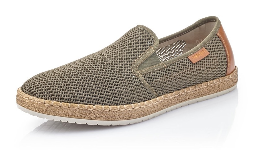 Espadrille RIEKER, Herren, Gr. 45, grün (khaki), Textil, Schuhe Espadrille, mit luftdurchlässiger Perforation