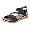 Riemchensandale RIEKER, Damen, Gr. 37, schwarz, Lederimitat, elegant, Schuhe, Sommerschuh, Sandalette, Keilabsatz, mit asymmetrischem Riemchen