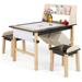 Costway Kids Art Table & Chairs Set Wooden Drawing Desk with Paper - See Details