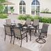 7-Piece Patio Dining Set Steel Rectangle Table & High-back Padded Textilene Chairs