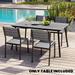 Outdoor Aluminum Dining Table Garden 4 or 6 Person Umbrella Table for Lawn Patio Pool - 60.04" L x 35.43" W x 29.13" H
